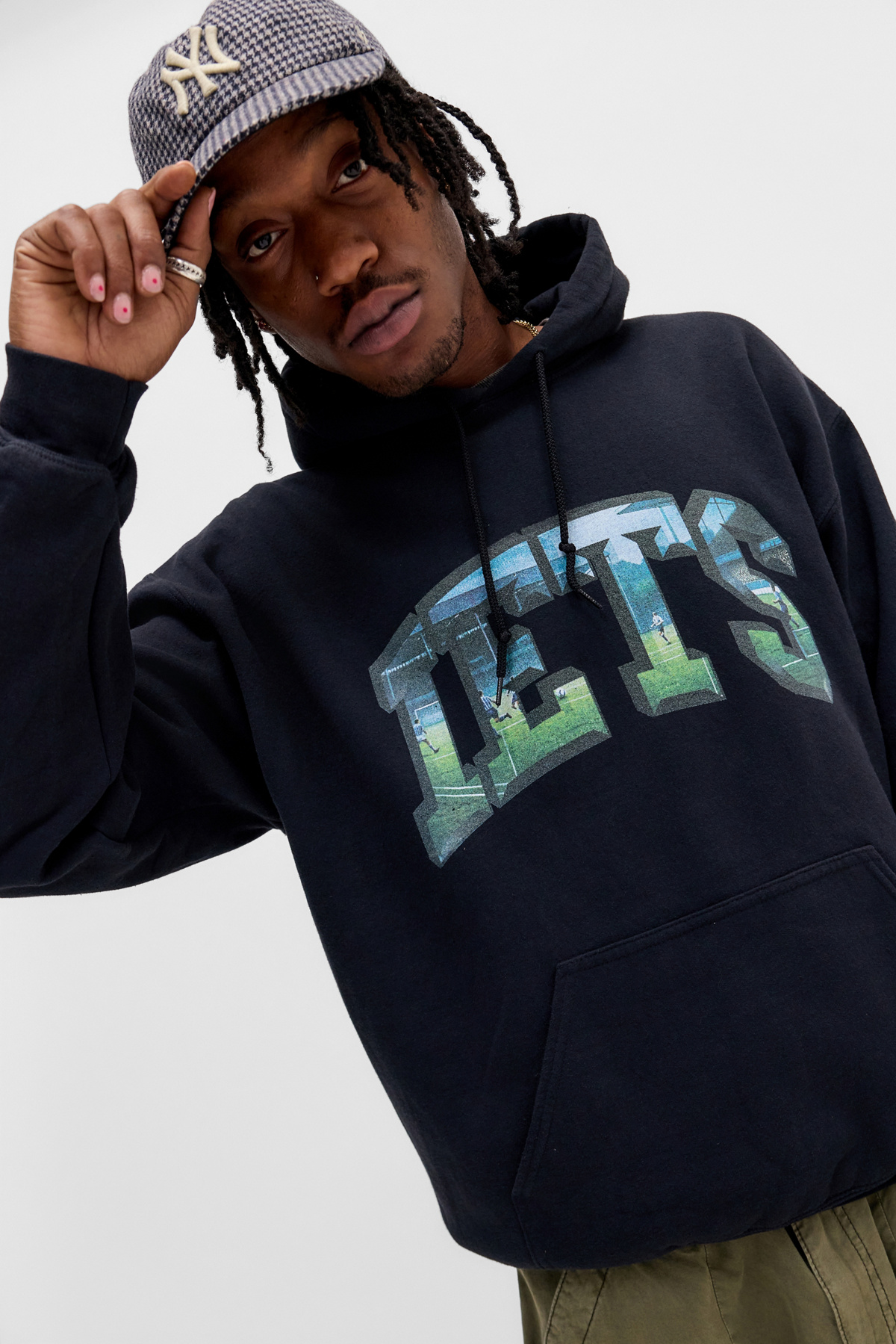 iets frans... Black Graphic Football Hoodie