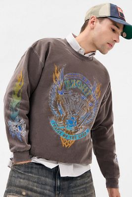 UO Brown Grunge Flame Sweatshirt