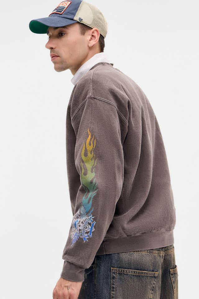 UO Brown Grunge Flame Sweatshirt #2