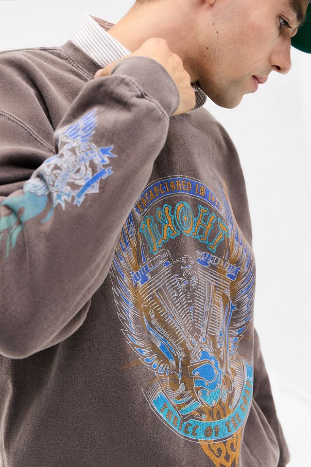 UO Brown Grunge Flame Sweatshirt #3