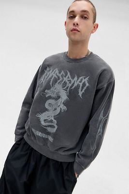 UO Washed Black Gothic Dragon Sweatshirt