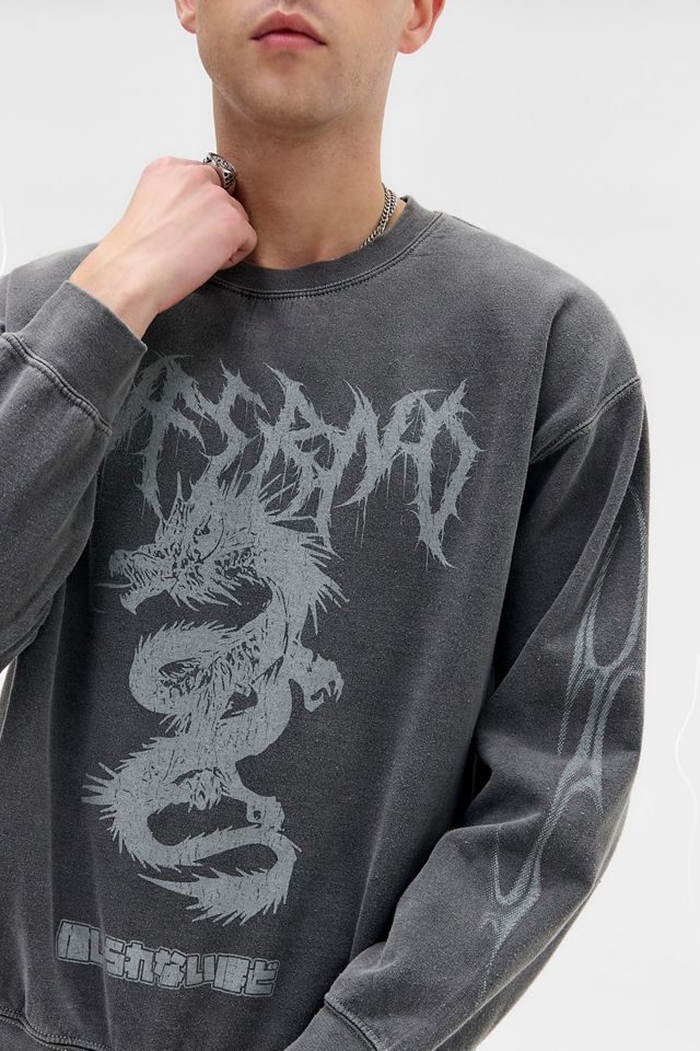 UO Washed Black Gothic Dragon Sweatshirt #1