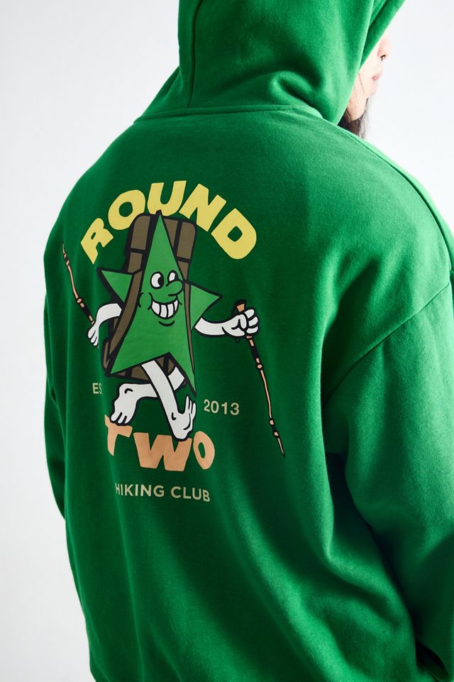 Round Two UO Exclusive Green Hiking Star Hoodie #1