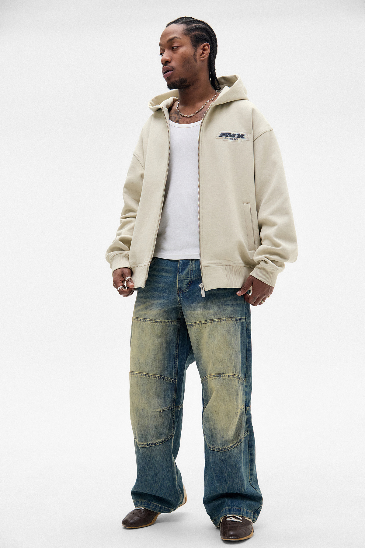 AVX Avirex Dept UO Exclusive Ecru Rugged Hoodie
