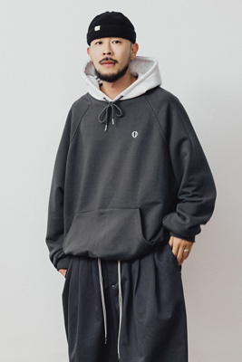 Anglan Charcoal Double Colour Hoodie | Urban Outfitters UK