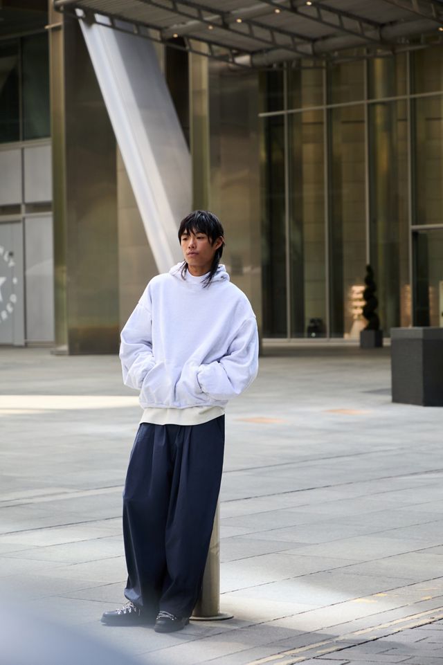 【ANGLAN】Layered Fabric Sweat Shirt AG] Valley Layered Hoodie - Beige - ANGLAN