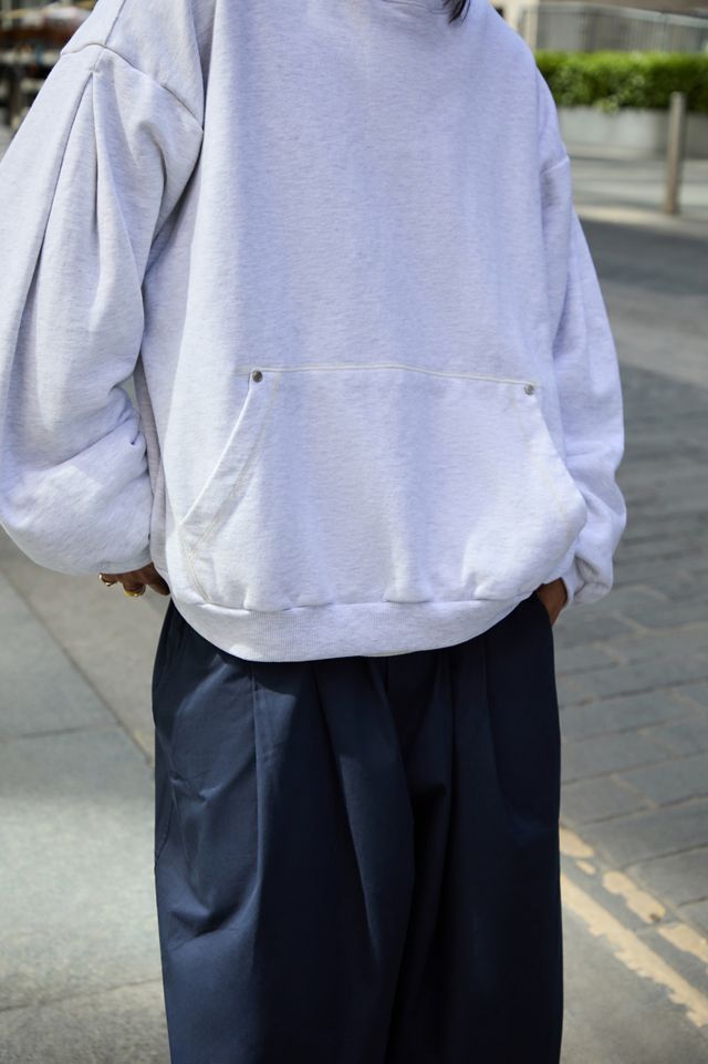 【ANGLAN】Layered Fabric Sweat Shirt AG] Valley Layered Hoodie - Beige - ANGLAN