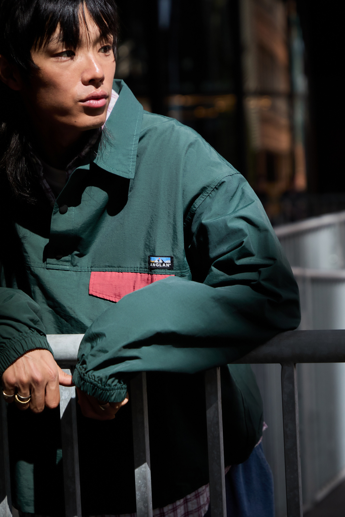 Anglan Green Perky Button Pullover Jacket