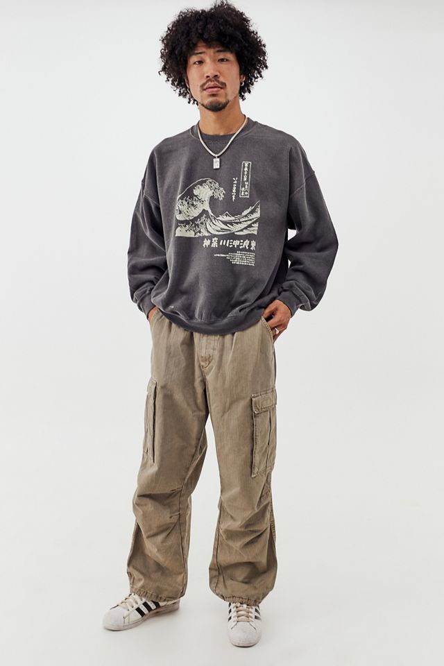 UO - Sweatshirt surteint tissé La Grande Vague de Kanagawa noir #2