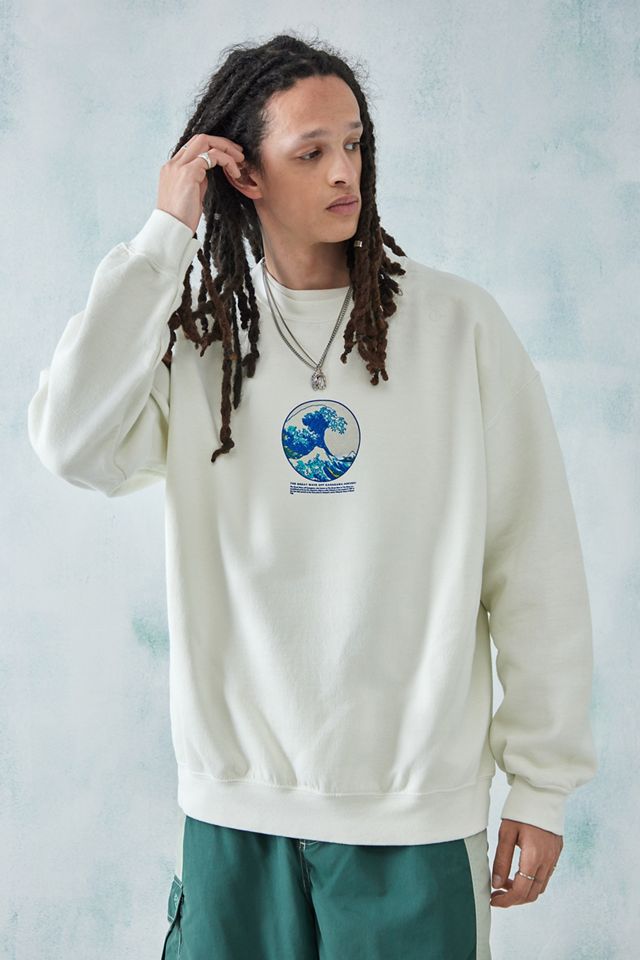 UO Ecru Hokusai Postcard Sweatshirt #1