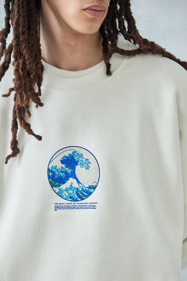 UO Ecru Hokusai Postcard Sweatshirt #3