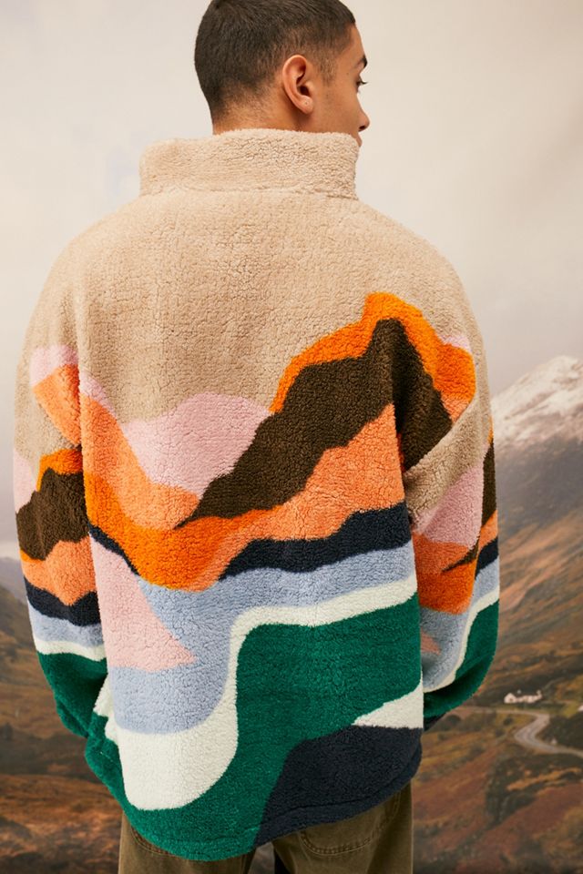 UO Bright Landscape Mock Neck Borg Giacca #1