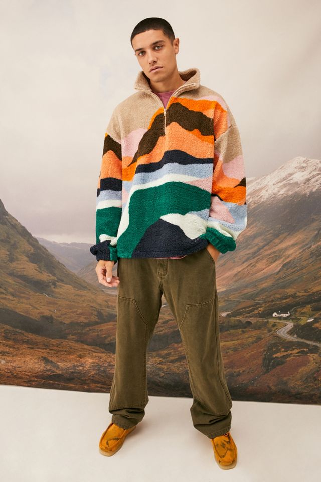 UO Bright Landscape Mock Neck Borg Giacca #3