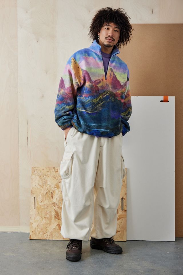 UO Mountain Landscape Borg Mock Neck Fleece #1
