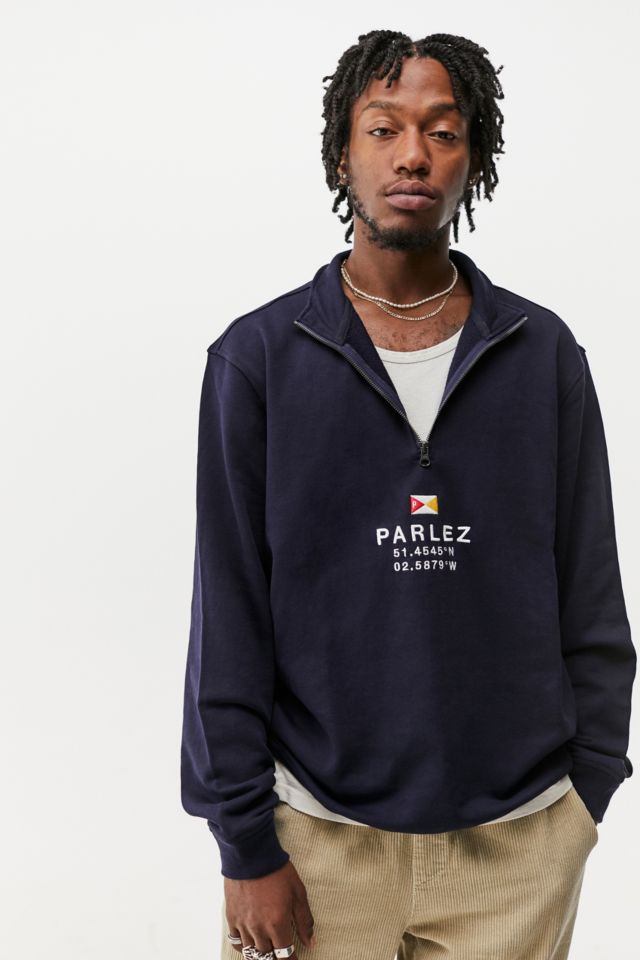 Parlez Navy Prospect Quarter-Zip Track Top | Urban Outfitters UK