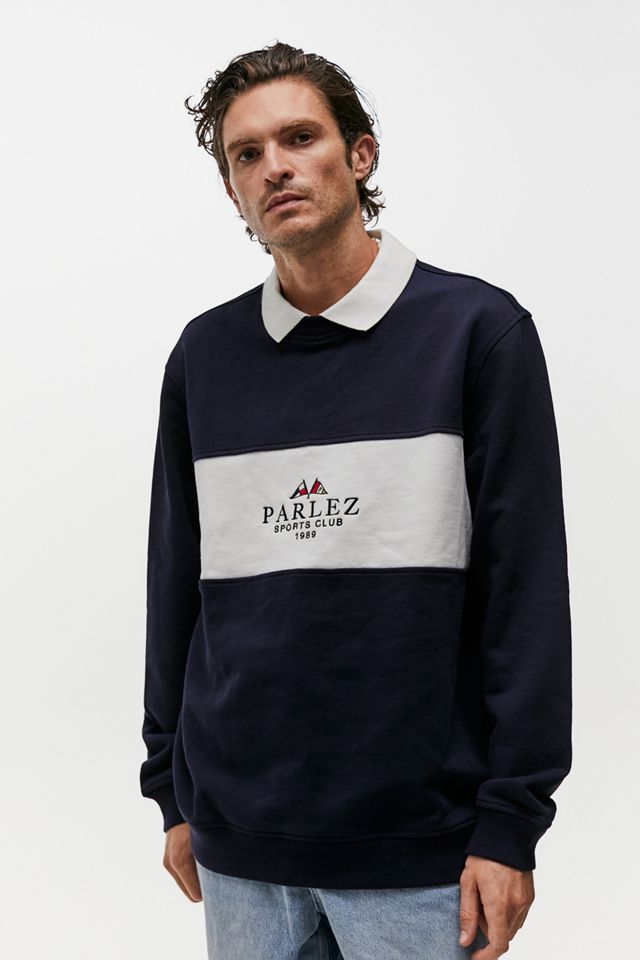 Parlez UO Exclusive Navy Panelled Rugby Shirt | Urban Outfitters UK