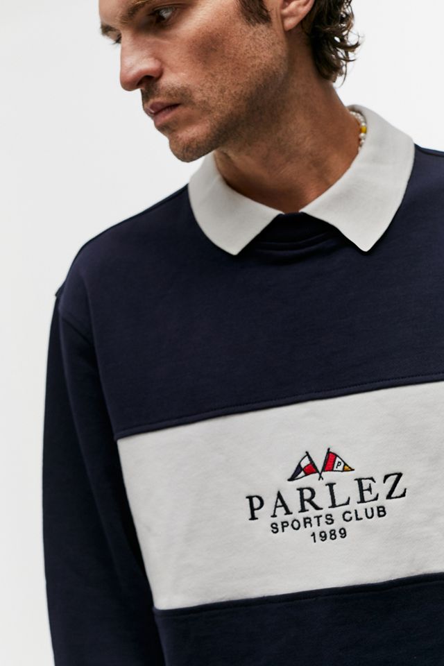 Parlez UO Exclusive Navy Panelled Rugby Shirt #1