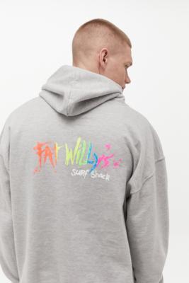 Fat Willy s Neon Logo Grey Hoodie Urban Outfitters UK