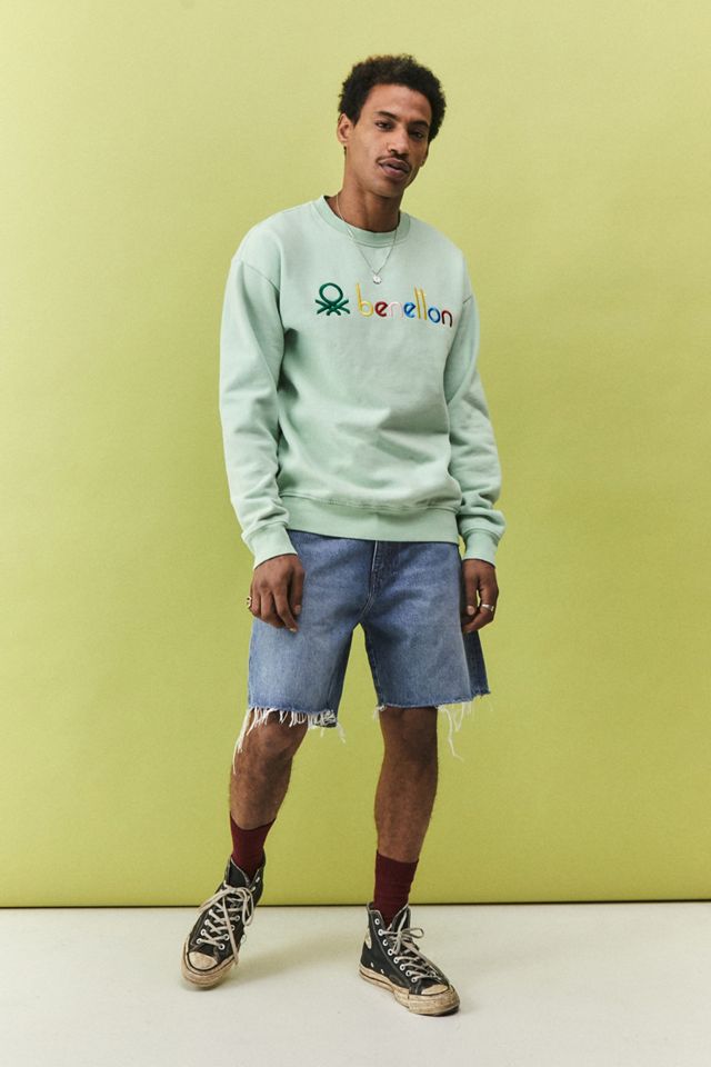 Benetton UO Exclusive Unisex Washed Green Crew Neck Sweatshirt #1