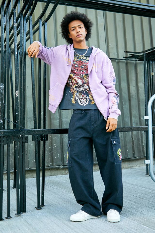Ed Hardy UO Exclusive Lilac Eagle Zip-Up Hoodie | Urban Outfitters UK