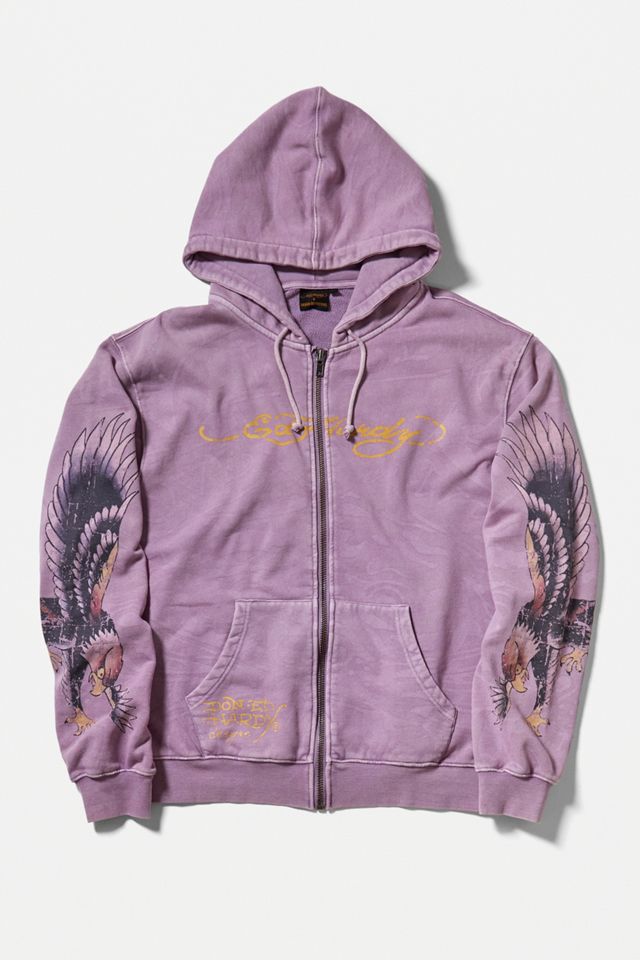 Ed Hardy Sudadera con capucha lila Eagle zip-up exclusiva de UO