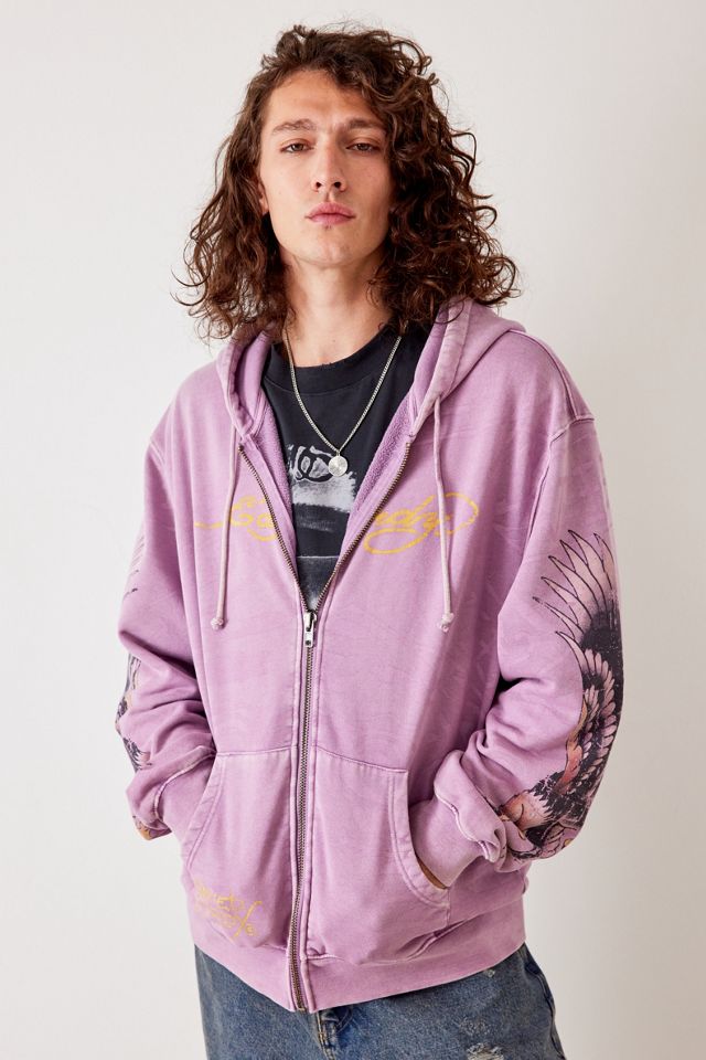 Ed Hardy UO Exclusive Lilac Eagle Zip-Up Hoodie | Urban Outfitters UK