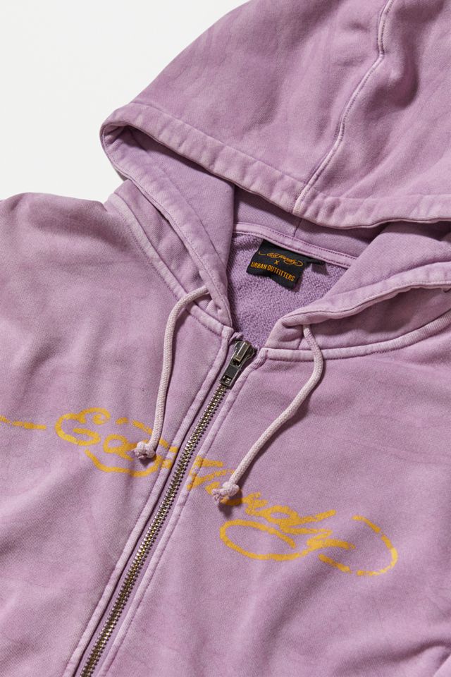 希少サイズ Ed Hardy ジップアップパーカー パープル 希少サイズ Ed