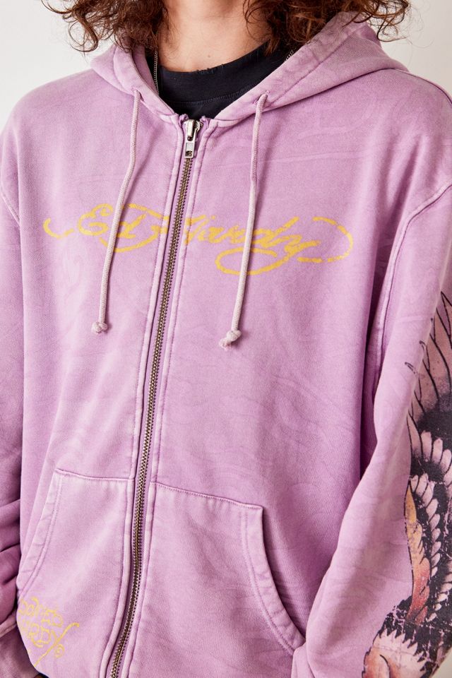 Ed Hardy UO Exclusive Lilac Eagle Zip-Up Hoodie | Urban Outfitters UK