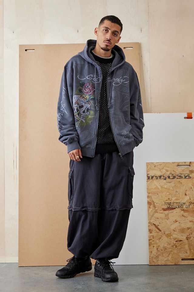 Ed Hardy UO Exclusive – Reißverschluss-Hoodie mit Totenkopf in Schwarz #2