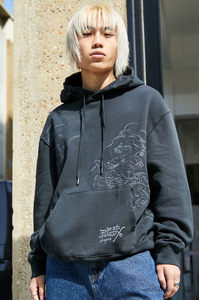 Ed Hardy UO Exclusive Black Dragon Embroidered Hoodie