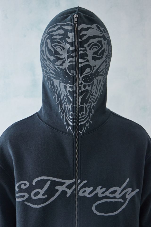 Ed Hardy Esclusiva felpa con cappuccio Black Tiger Face UO #1