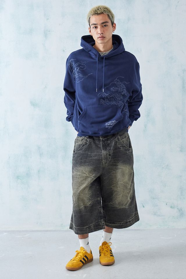 Ed Hardy - Sweat à capuche avec motif dragon brodé bleu, exclusivité UO #3