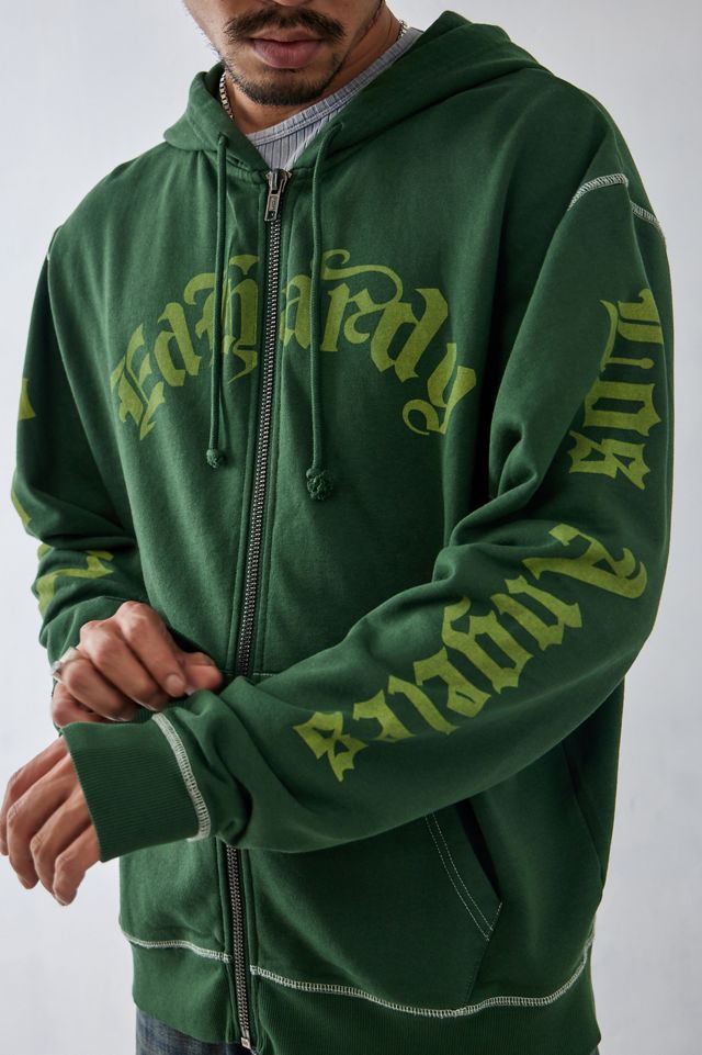 Ed Hardy - Sweat à capuche à fleurs gothiques vert, exclusivité UO #1