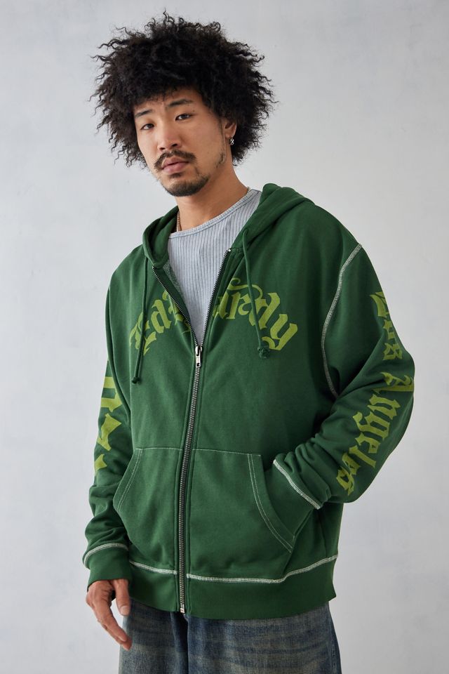 Ed Hardy - Sweat à capuche à fleurs gothiques vert, exclusivité UO #3