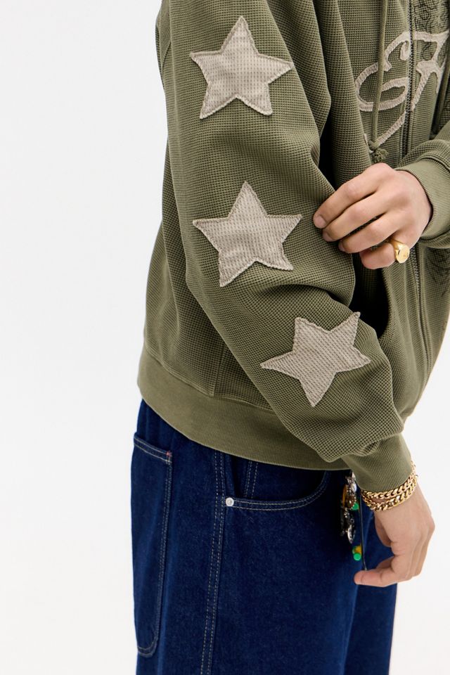 Ed Hardy UO Exclusive Khaki Waffle Zip-Through Hoodie #3