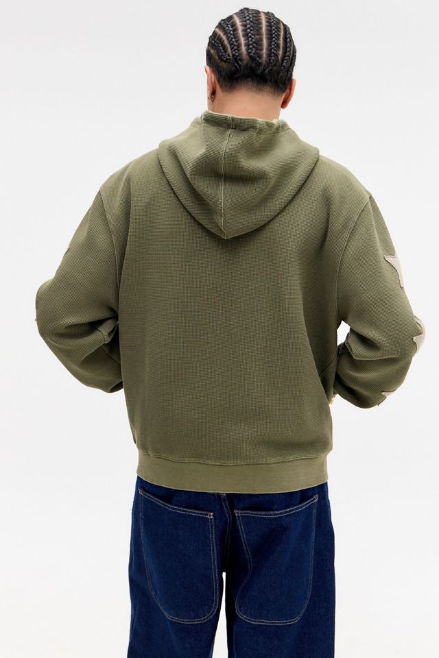 Ed Hardy UO Exclusive Khaki Waffle Zip-Through Hoodie #4