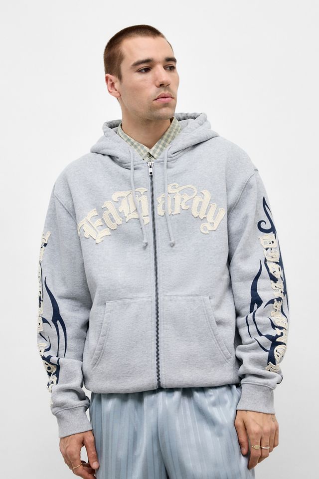 Ed Hardy Grey Marl Appliqué Tattoo Hoodie #2