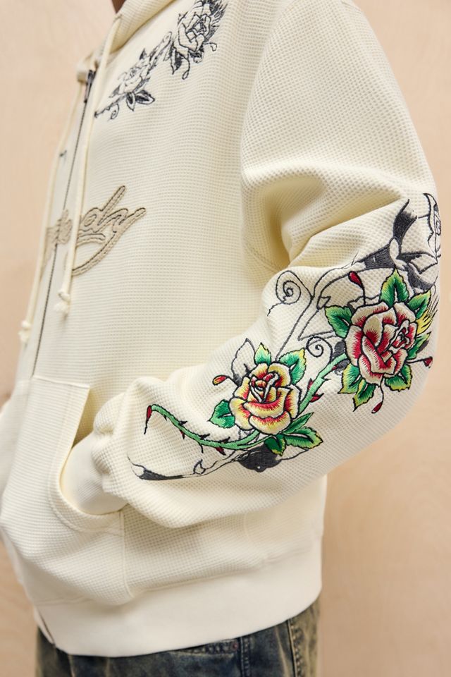 Ed Hardy UO Exclusive Ecru Rose Waffle Hoodie #3