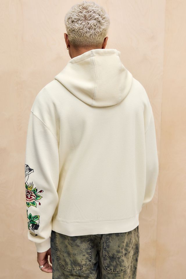 Ed Hardy UO Exclusive Ecru Rose Waffle Hoodie #4