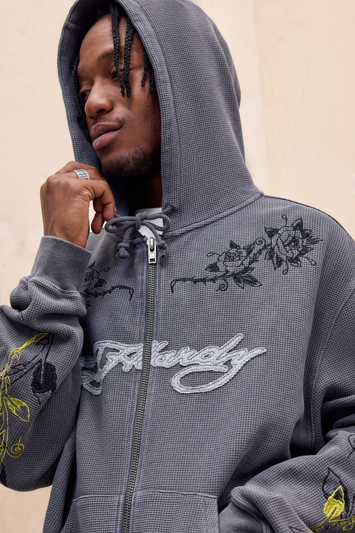 Ed Hardy UO Exclusive Washed Black Rose Hoodie