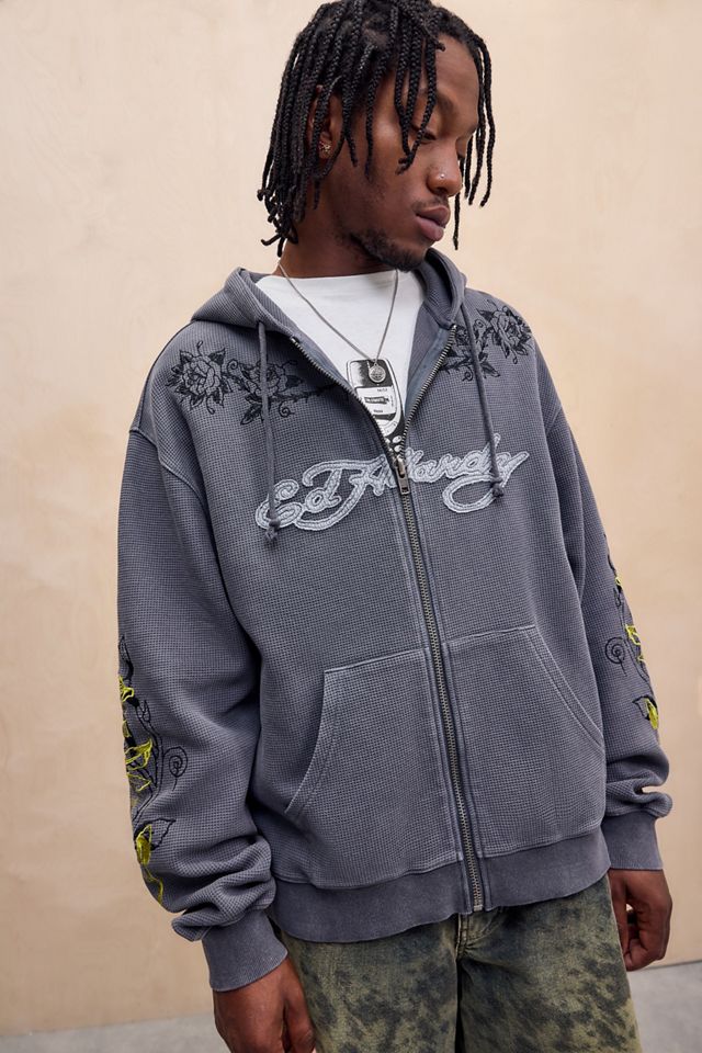 Ed Hardy UO Exclusive Washed Black Rose Hoodie #2