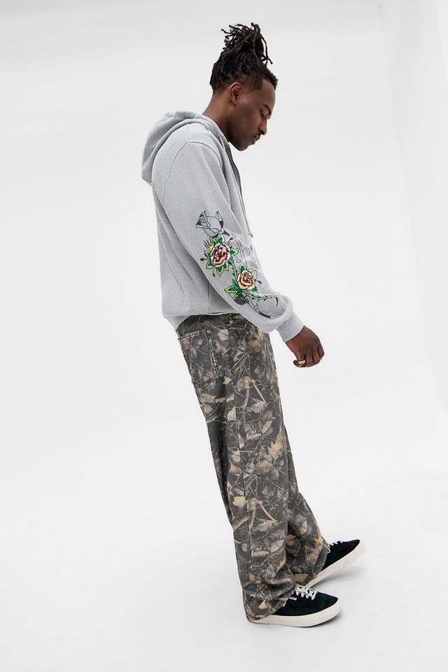 Ed Hardy Sweat à capuche en gaufre gris rose UO Exclusif #1
