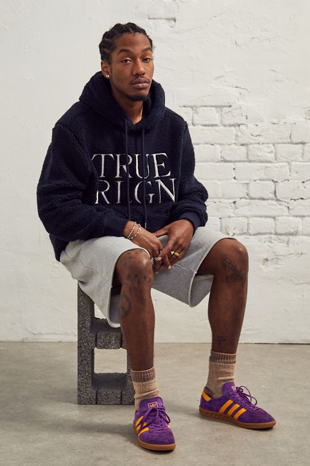 True Religion - Sweat à capuche effet poil de mouton bleu marine #3