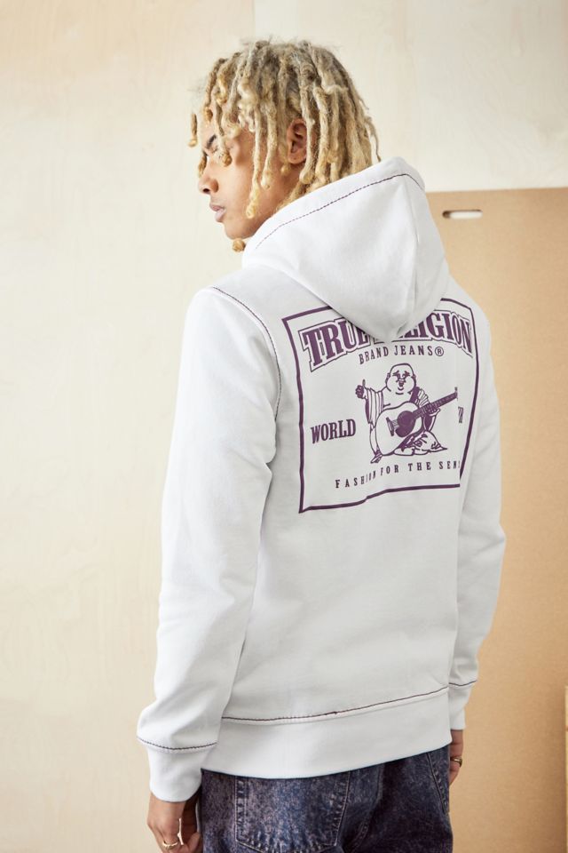 True Religion Optic White Zip Up Sudadera con capucha