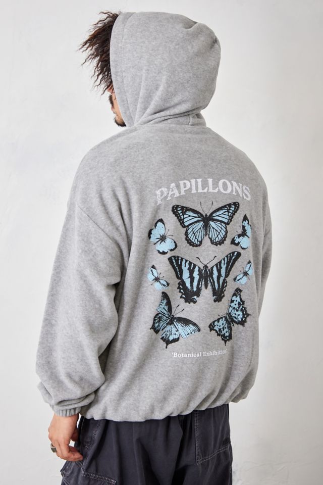 UO Grey Marl Fleece Butterfly Hoodie