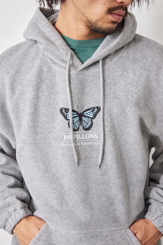 UO Grey Marl Fleece Butterfly Hoodie