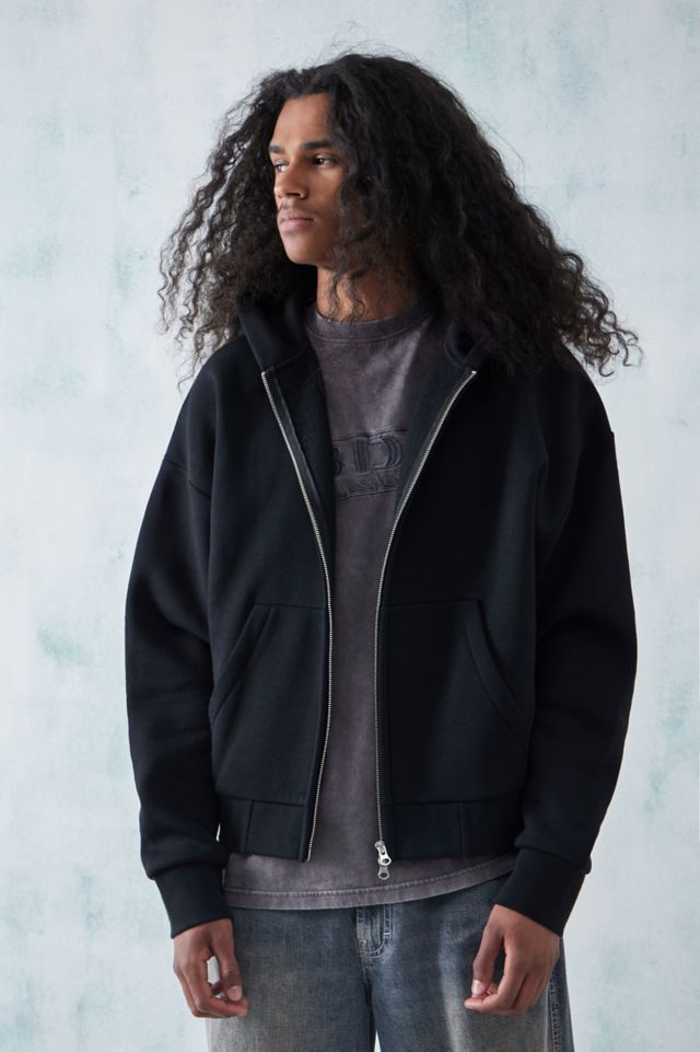 Long black cheap zip hoodie