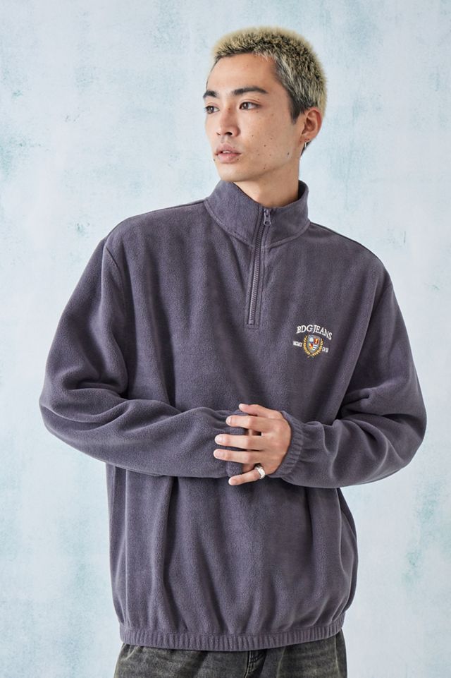 BDG Purple Crest Fleece Mock Neck Sweatshirt #1