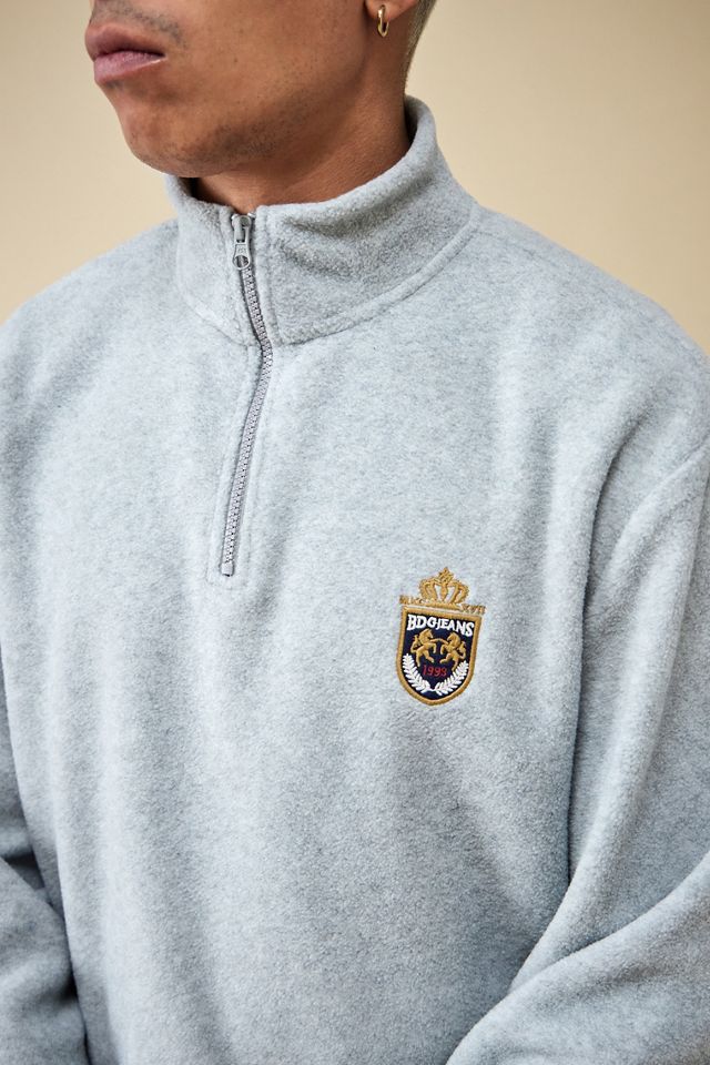 BDG Grey Fleece Crest Mock Neck Sweatshirt #1