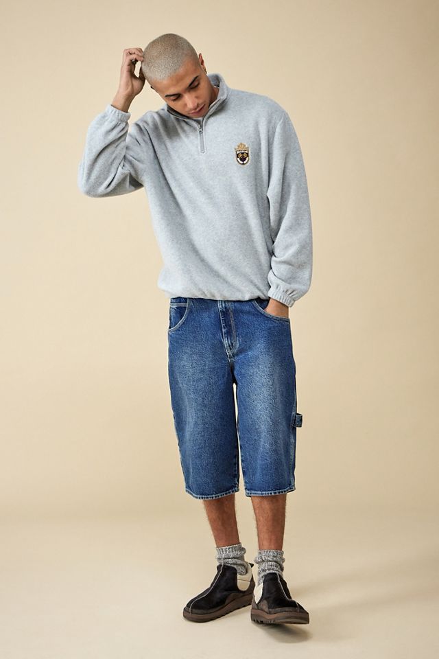 BDG Grey Fleece Crest Mock Neck Sweatshirt #3